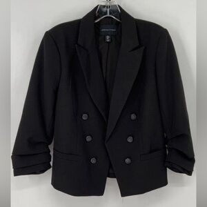 Like New Adrienne Vittadini Black Blazer With Scrunched Sleeves Size Medium